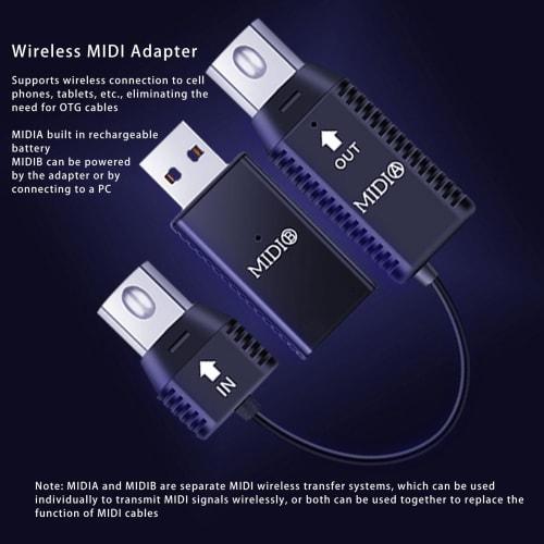 Wireless MIDI Adapter, 2.4GHz Wireless MIDI Adapter, MIDI Controller for Digital Pianos, Keyboards, and Drums, for OS X
