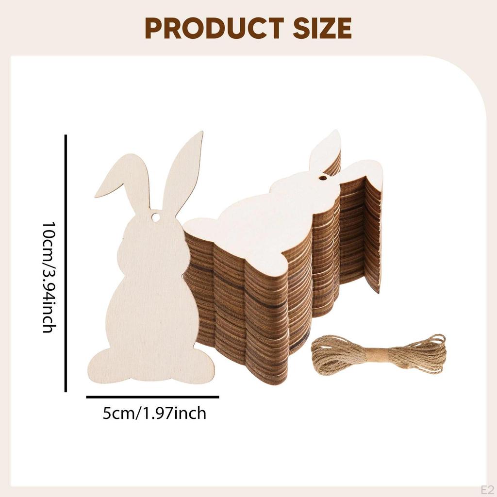 30 Stück Oster-Holzhasen-Ausschnitte Unfertige Ornamente mit Loch Hase für DIY