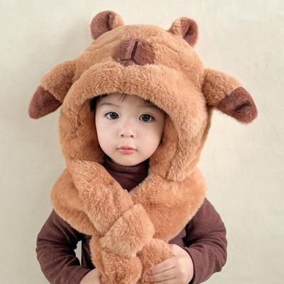 Capybara Hat & Scarf with Moving Ears - 2025 New Winter Style for Kids