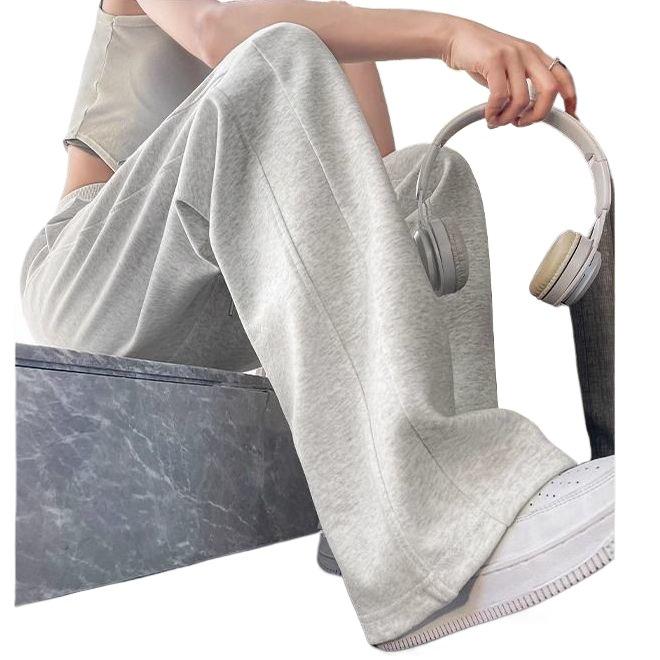 Women's Grey High-Waisted Sweatpants: Slimming Loose Fit, Magic Wide-Leg for Spring/Autumn 2025.