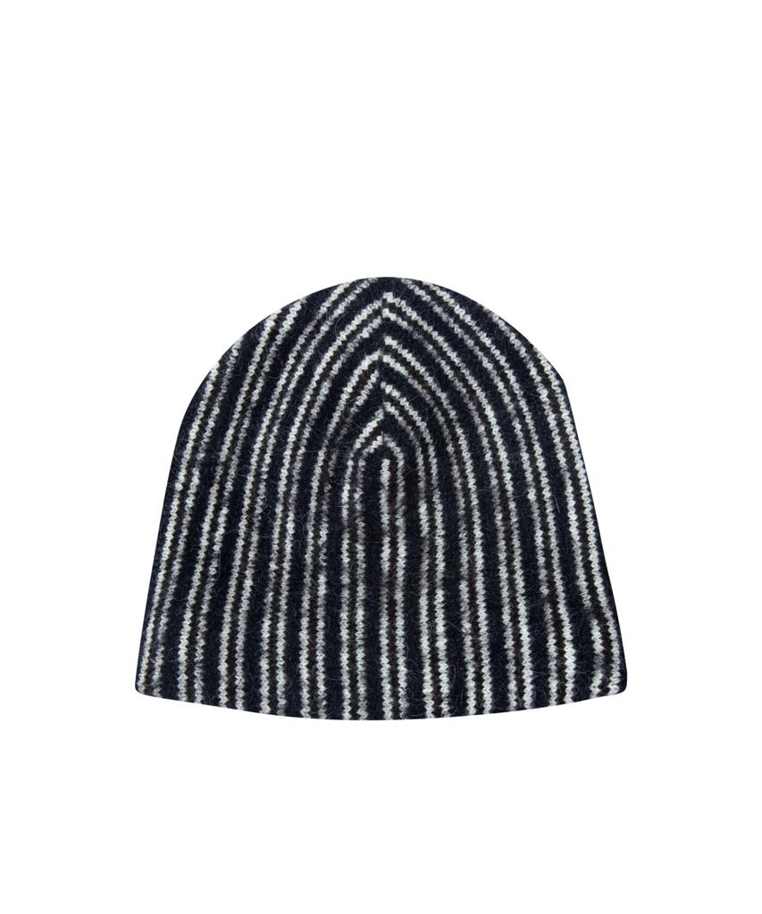 THEVINYLHOUSE Striped Beanie Black (Vh2Dfuab24A)