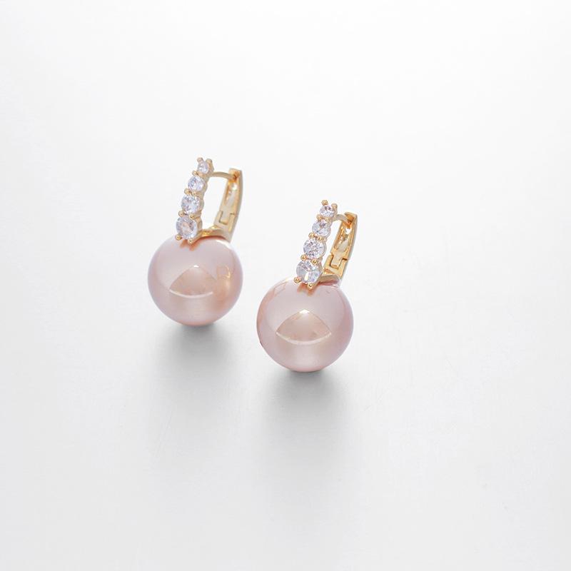 2024 Hot Pink Pearl Stud Earrings - Women's Niche High-End French Design