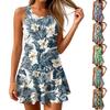 Sleeveless Floral Print Casual Dress for Women Lightweight Summer A Line Mini Dress with Round Neckline