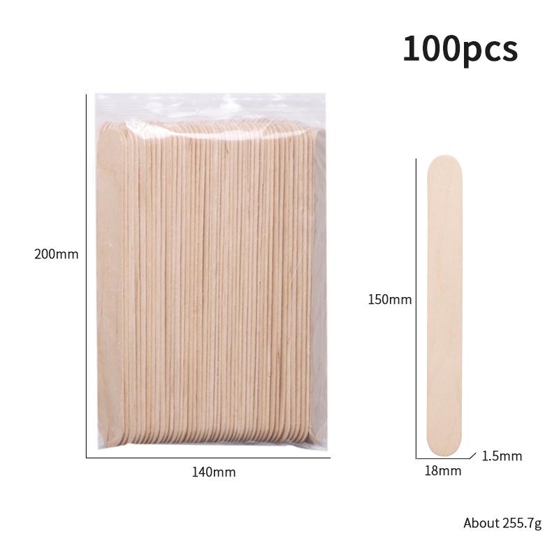 100 Disposable Wooden Sticks for Hair Removal Waxing & Scraping