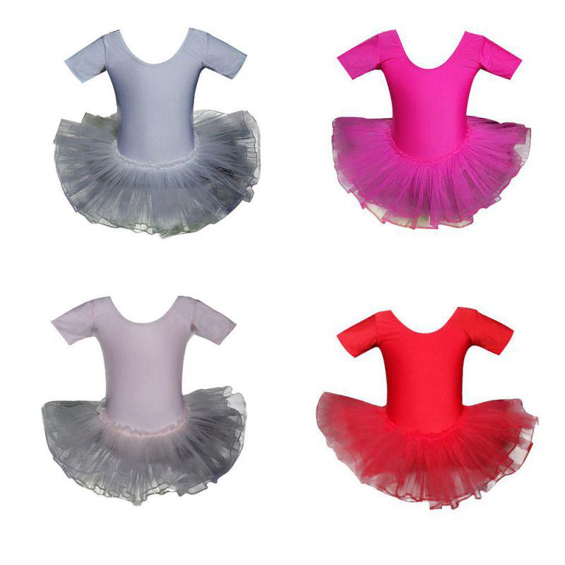 Children's Dance Clothes Ballet ShortSleeved OnePiece Practice Skirts