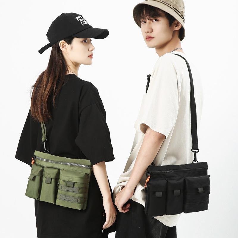 Men's Trendy Japanese Casual Canvas Shoulder Bag, Street Fashion Sports Hip-hop Crossbody Bag, Instagram Trendy Small Bag