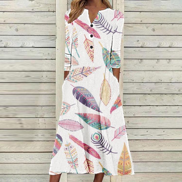 2023 Autumn Women Printed Maxi Dress Long Sleeve Open Chest Skirt Fashion Trendy