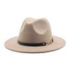 Flat Edge Woolen Top Hat, Belt Buckle, Big-Brimmed Felt Hat, Plain Weave Top Hat