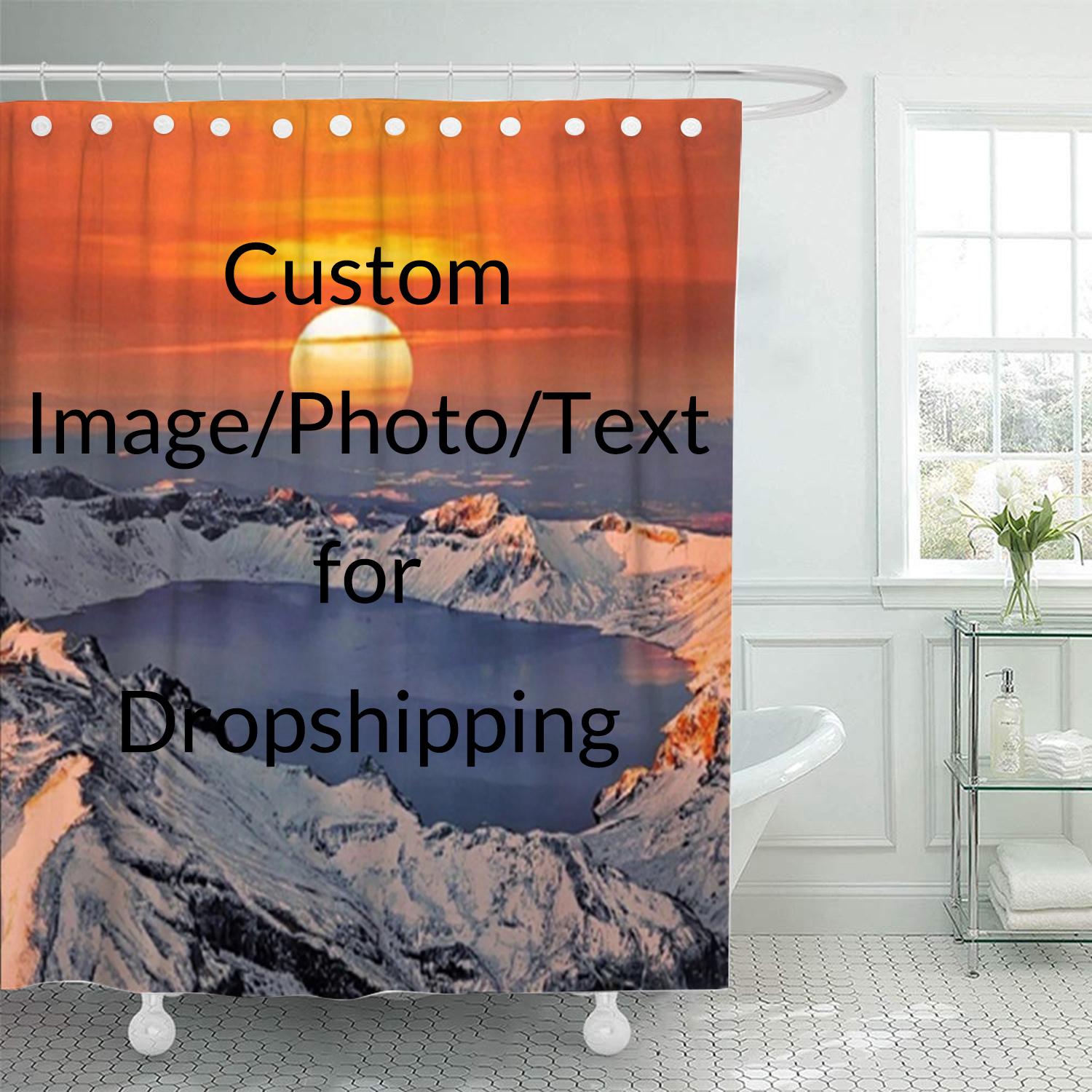 

Индивидуальная шторка для душа Водонепроницаемые шторы для ванной Комната Индивидуальное фото Полиэстер Декор для ванной С крючками POD Дропшиппинг W90xH180cm