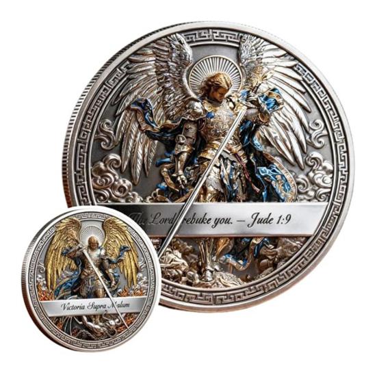 1/2/3 Peças Moeda Colecionável de Arcanjo Dupla Face Escultura em Metal St. Moeda de Lembrança de São Miguel Token Desafio da Fé Cristã Decoração Presente Religioso