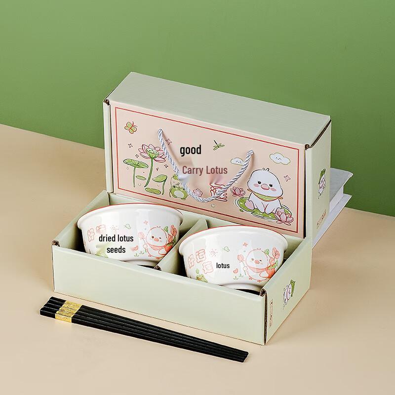 Ceramic Bowl & Chopsticks Gift Set