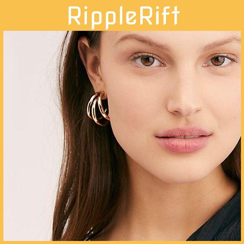 Asymmetrical Popular Circle Earrings For Women Modern Geometric Design Alloy