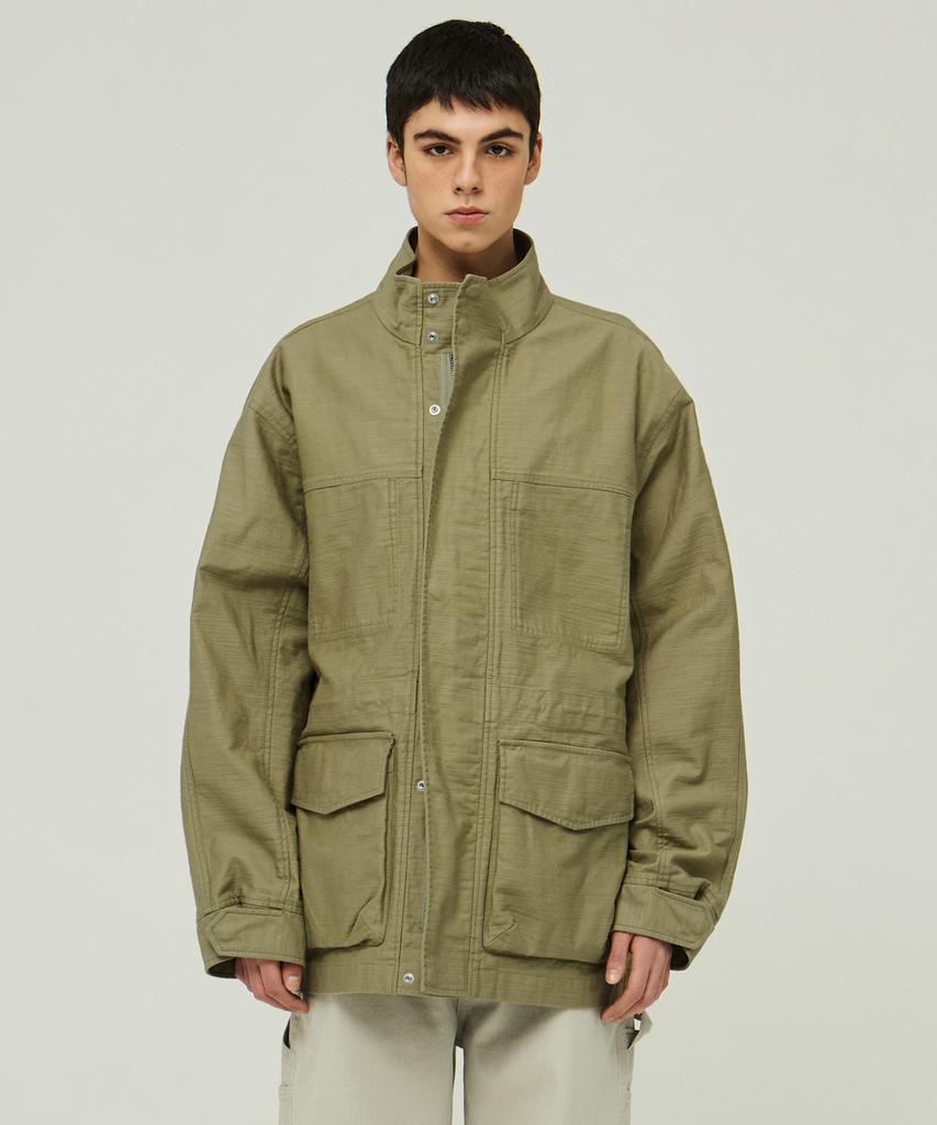 Magoodgan Safari 5311 Satin Cotton Oversized Khaki Field Jacket