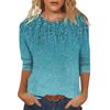 2026 Spring/Summer New Women's Fashion Printed Three-Quarter Sleeve Loose Round Neck Casual T-Shirt Top