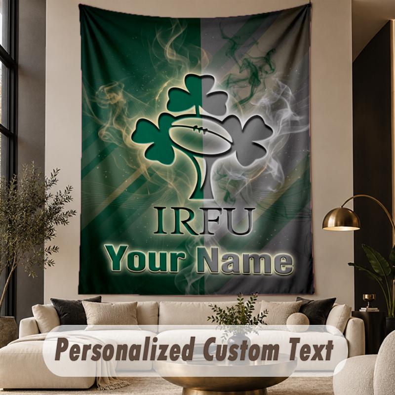 Custom Text Tapestry Ireland Rugby Print Wall Tapestry Indoor Living Room Wall Decor
