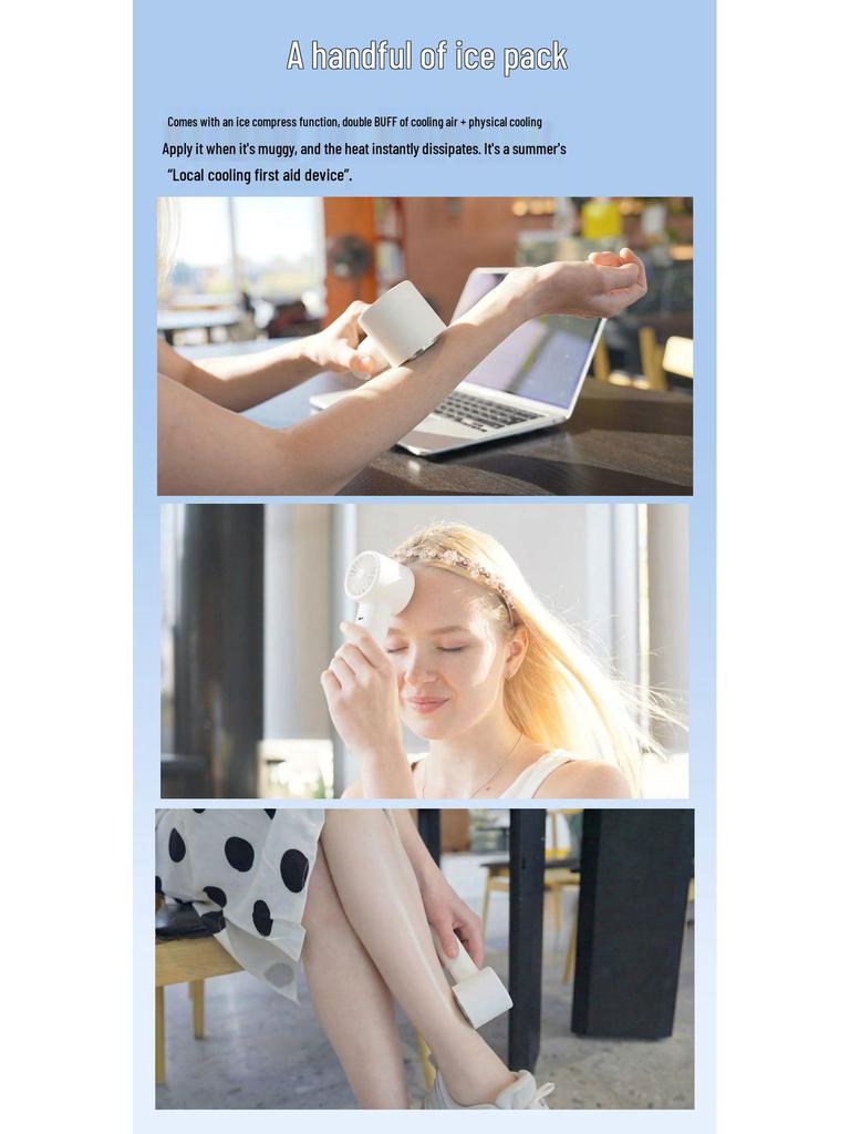 Portable USB Rechargeable High-Speed Mini Cooling Fan with Ice Pack