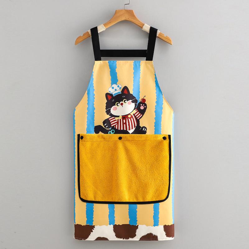 Cute Cartoon Cat Dog Apron With Large Wipe Hand Pocket Waterproof Sleeveless Bib Apron For Kitchen Cooking Household Cleaning