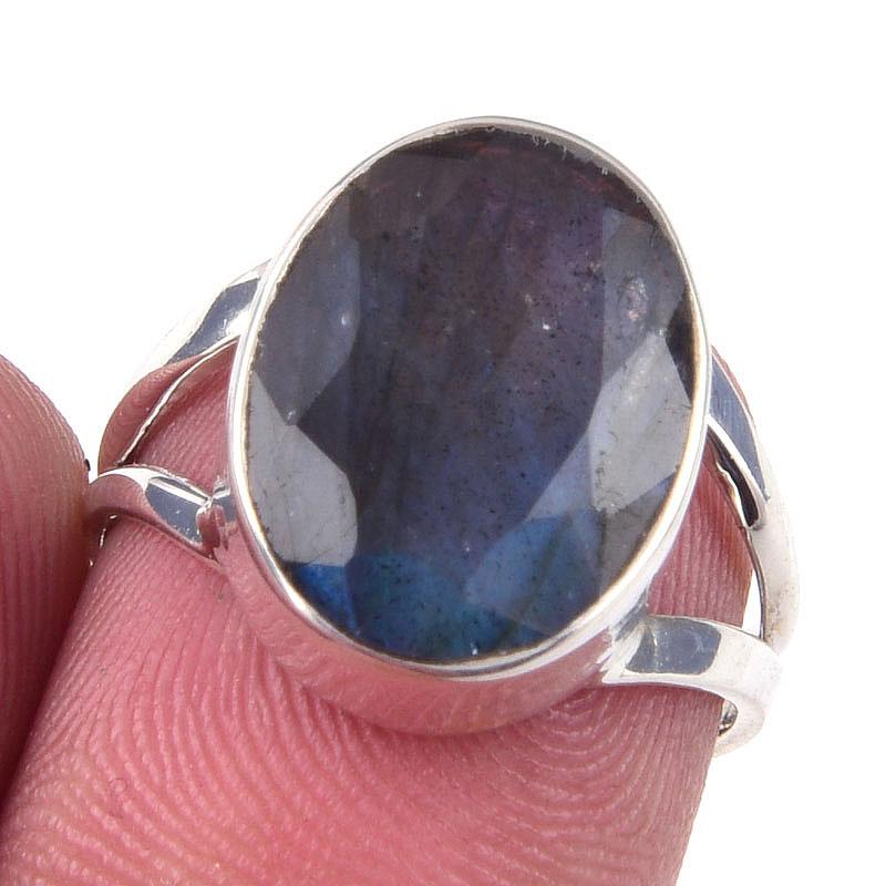 

Natural Labradorite Gemstone Handmade 925 Solid Sterling Silver Ring Size 6 Y6Z60