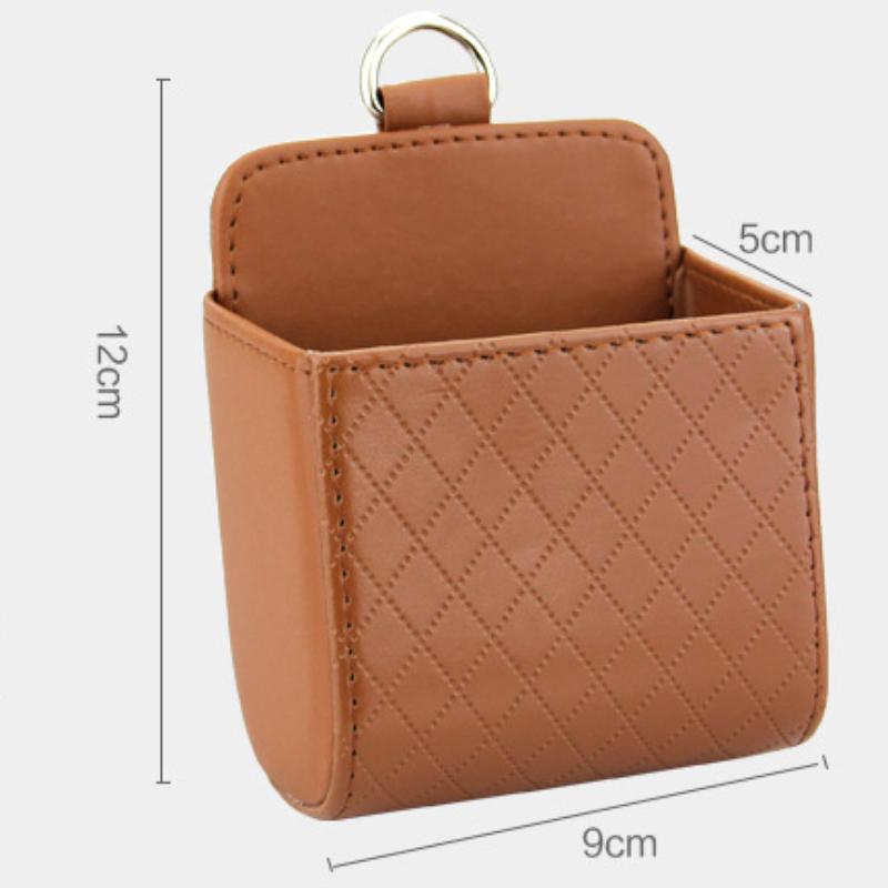 Car Storage Bag Air Vent Dashboard Tidy Hanging Leather Organizer Box Glasses Phone Holder Storage Organizer Car Accessorie