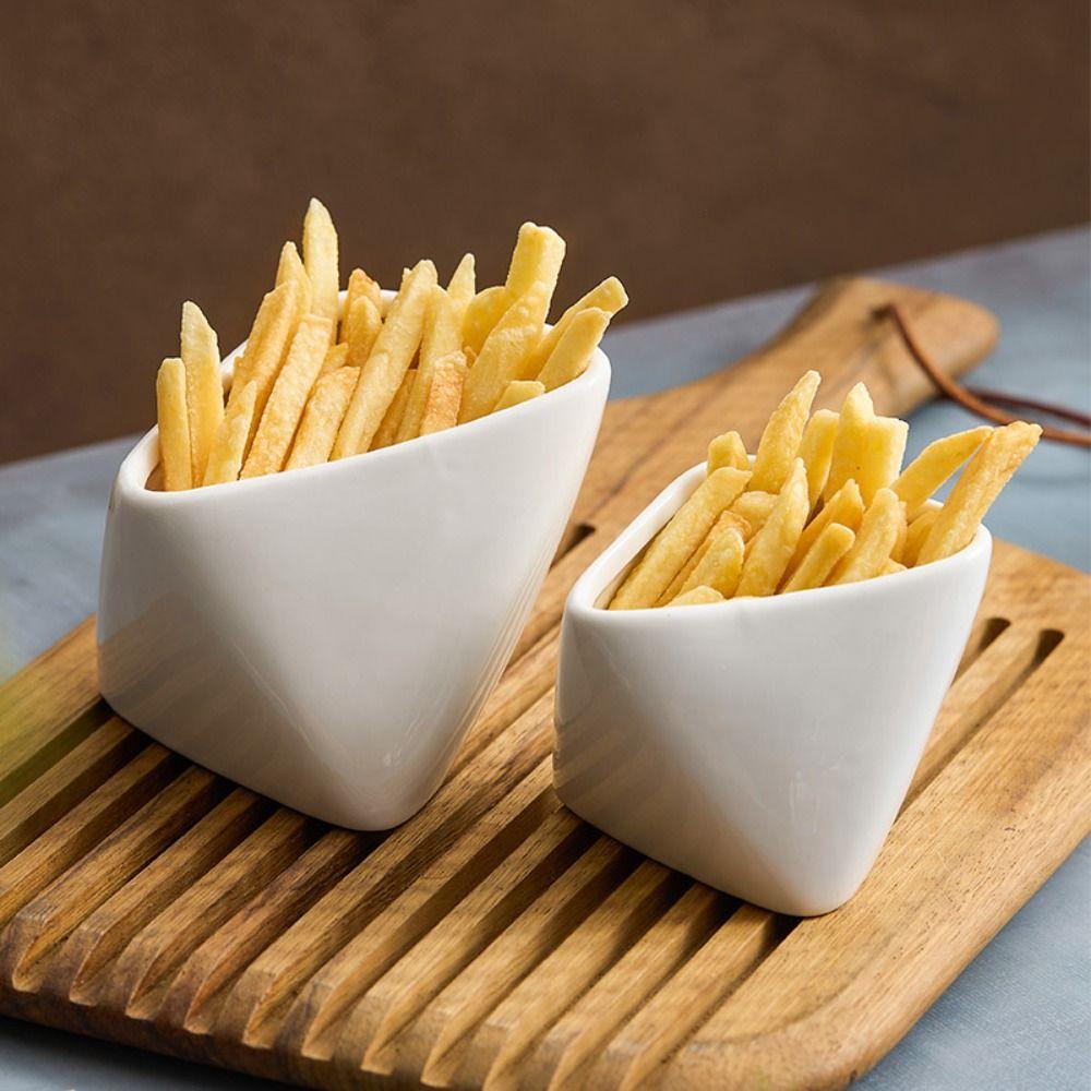 2pcs Creative French Fries Cup Ceramic Seasoning Bowl Multi-Function Snack Dish  Restaurant