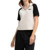FILA Original Logo Embroidered Color Block Fashion Casual Short Sleeve Polo Shirt Women tops Cloud-White F11W519105F-WT