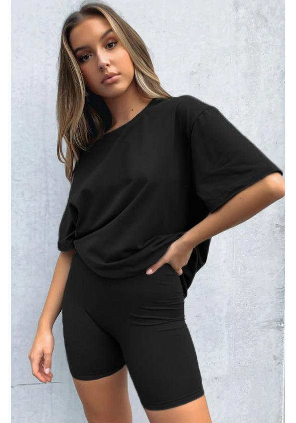 Urban Casual Women's Short Sleeve Pullover and Shorts Set - European Summer Fashion