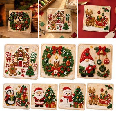Complete Felt Craft Set with Tutorials DIY Christmas Kit, Gnome Santa Sticker Art No Sew Wall Holiday Decorations Fabric Reindeer Penguin Decoration