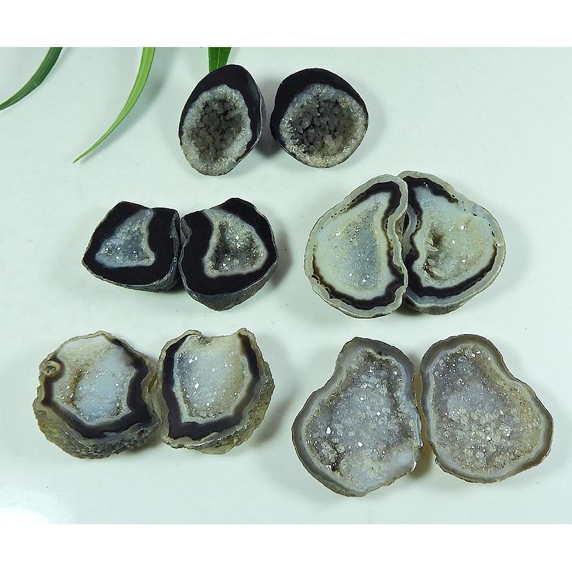 

20-30mm Dyed Black Slice Druzy Bowl Matched Pair Loose Gemstone 5 Pair Lot SY-171