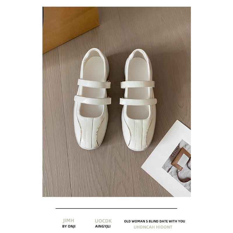 

Версия из коровьей кожи~ Туфли Мэри Джейн на платформе с липучкой, женская повседневная спортивная обувь, кожаные универсальные балетки 35