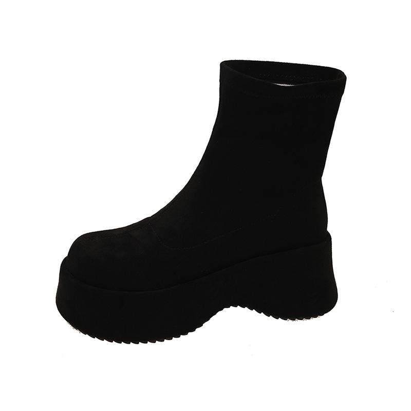 Popular Non-slip Short Boots Women's 2025 Autumn New Temperament French High-heeled Thick-soled Fashion Boots Autumn Thin Boots