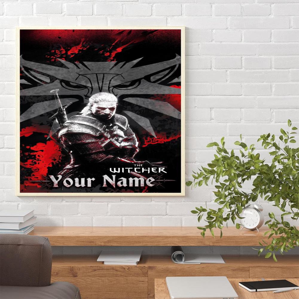 The Witcher 3 Customize Your Name Diamond Painting Round Diamond Diy Frameless Holiday Artwork Suitable For Home Office Wall Decoration
