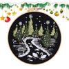 Christmas Needlework Kit Holiday Decoration Snow Scene Embroidery Beginner Kit For Kitchen Living Room Desktop Window C
