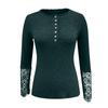 Ladies Casual Color Strip Color Slim Fit Round Neck Stitching Lace Sleeve T-Shirt