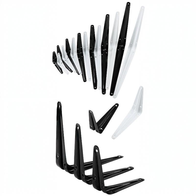 Triangular L Shaped Wall Mounting Bracket Corrosion Resistant Metal Support Bracket Black White for Garage Tool Shelf Organization