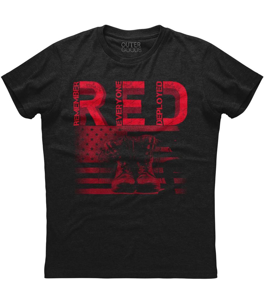 Mens Remember Everyone Deployed Patriotic Military T Shirt Veteran Freedom RED
