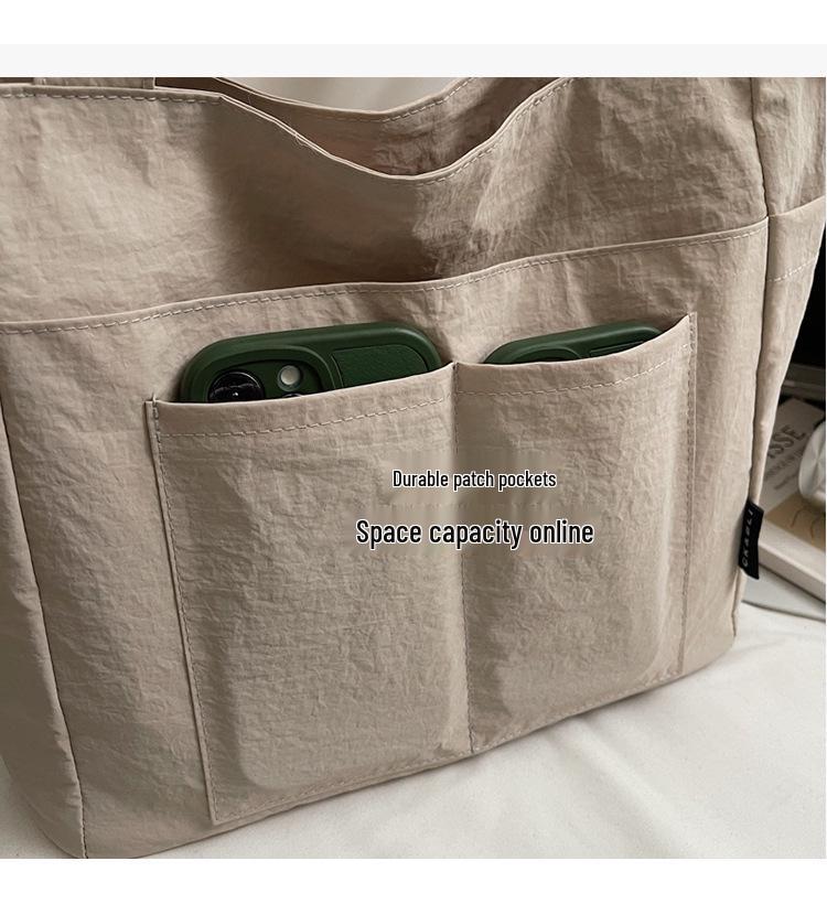 Korean Style Solid Color Canvas Tote Bag - Lightweight, Simple Design, Niche Handbag, Large Capacity Shoulder Bag