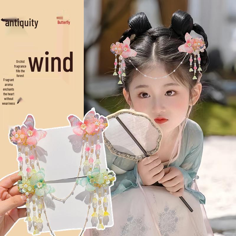 Children's Hanfu Headdress: Chinese Fairy Hair Clip & Tassel Princess Chain