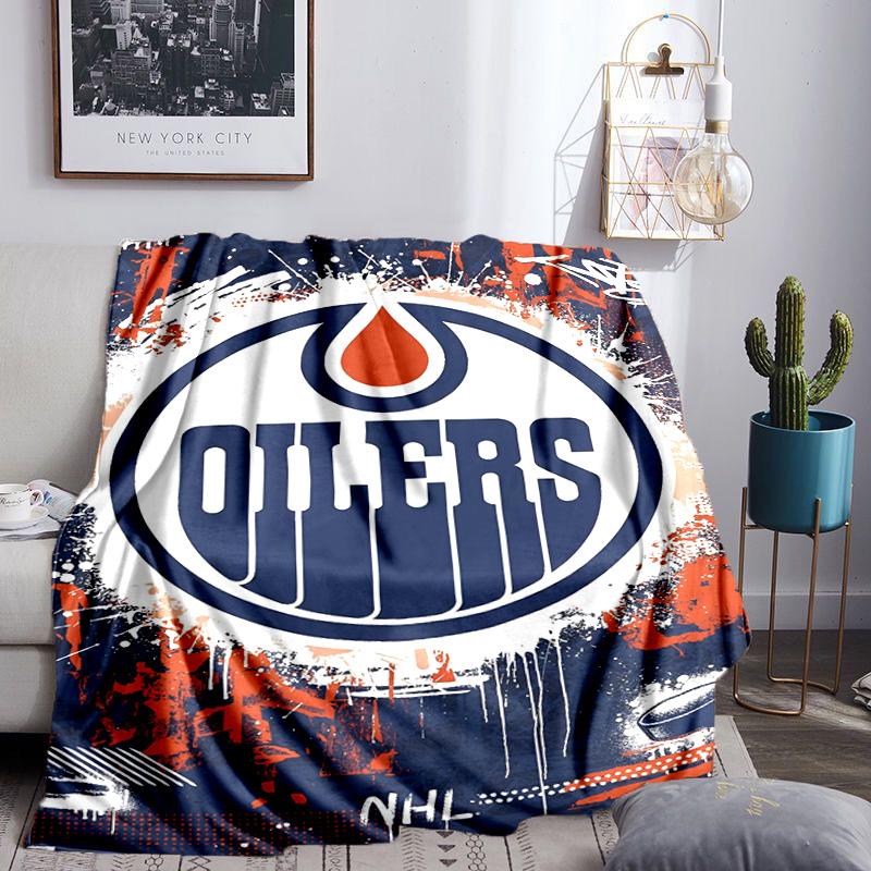 Energetic Oilers Team Spirit Throws Blanket Flannel Blankets Plush for Couch Bed Gifts for Men Women Travel Picnic Blanket Christmas Fan Gifts