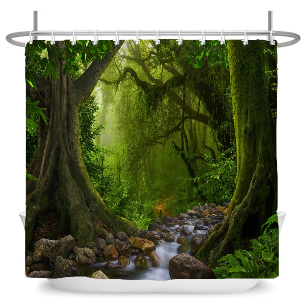 Fairy Tale Forest Waterproof Shower Curtain for Bathroom Cartoon Baby Decoration Bath Curtain Polyester Fabric with hooks