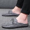 Fashion Summer Half Shoes For Men Dress Shoes Mules Man Slides Leather Casual Shoes Backless Loafers Slippers Flats Sandals 2025