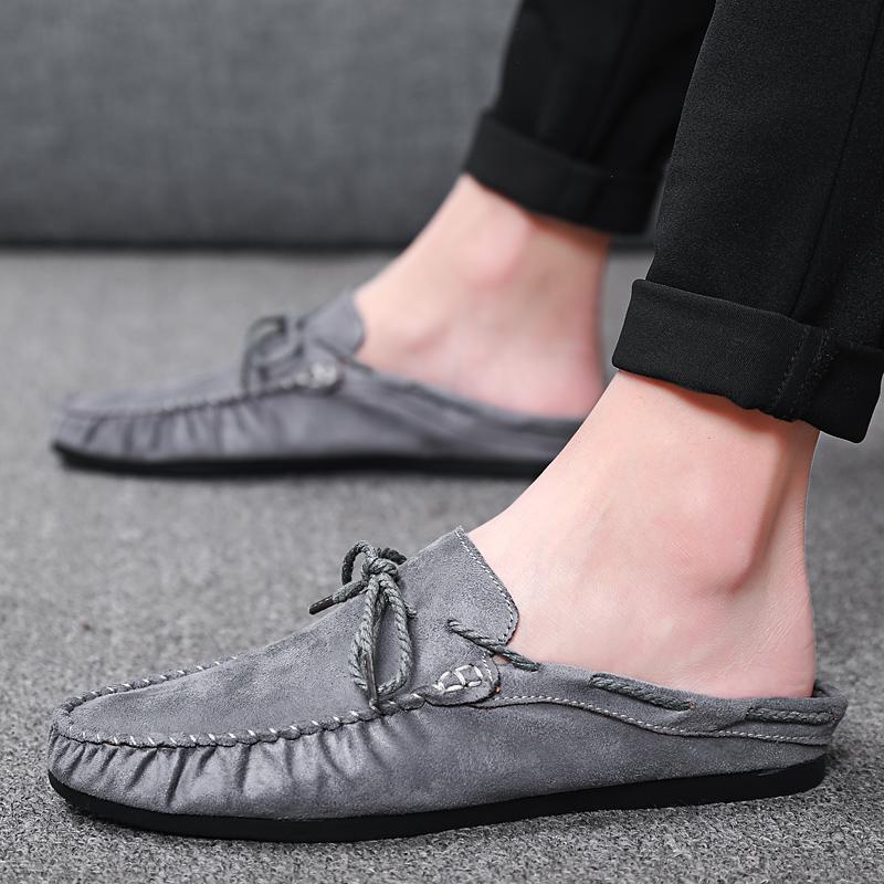 Fashion Summer Half Shoes For Men Dress Shoes Mules Man Slides Leather Casual Shoes Backless Loafers Slippers Flats Sandals 2025