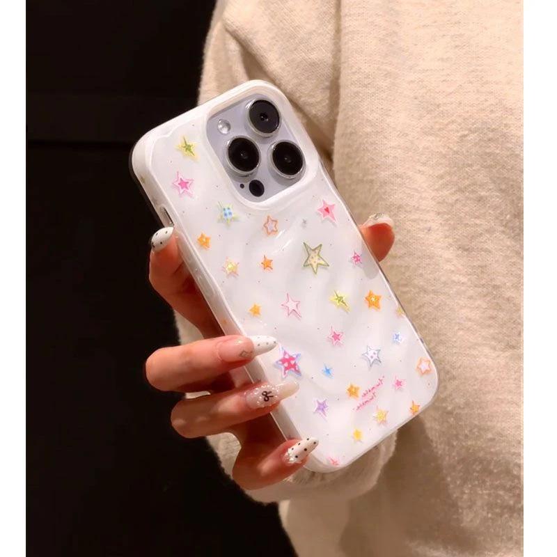 Non-yellowing Creative Colorful Stars Phone Cases For IPhone 16 17 Pro Max Air 15 14 12 11 13 Candy Color Protective Back Cover