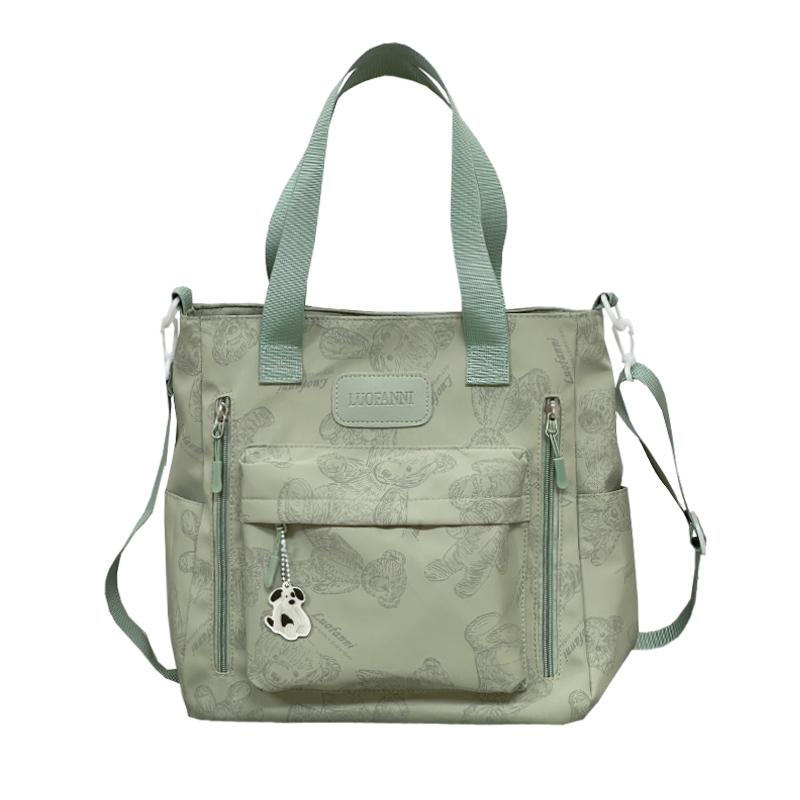 2025 new large-capacity commuter shoulder bag bear retro tote bag student class tutoring bag messenger bag bag