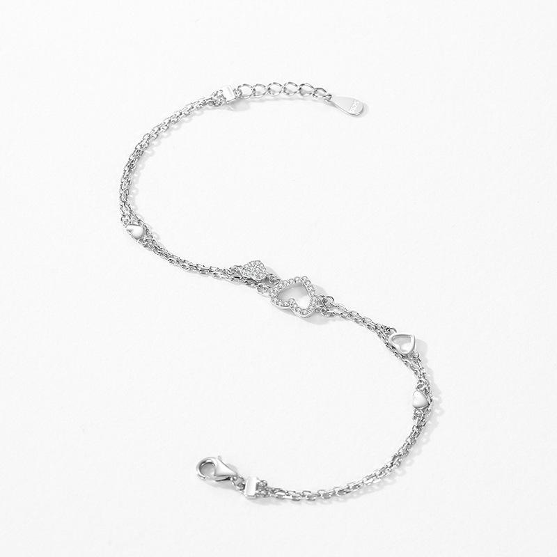 Moissanite 925 Silver Heart-shaped Bracelet for Women Niche Versatile Mobius Love Stacked Bracelet Wedding Gift