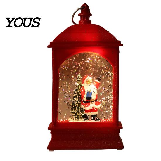 Warm Ambient Bedside Lamp Christmas Snow Lantern, Battery Operated Swirling Water Glittering Vintage Desktop Holiday Soft Furnishings