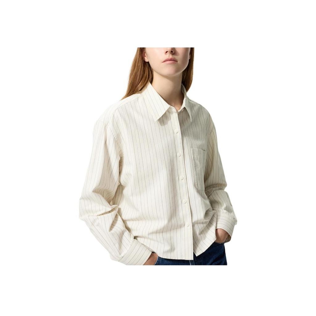 UNIQLO Striped Loose-Fit Single-Breasted Long Sleeve Shirt Women shirts 483601-31