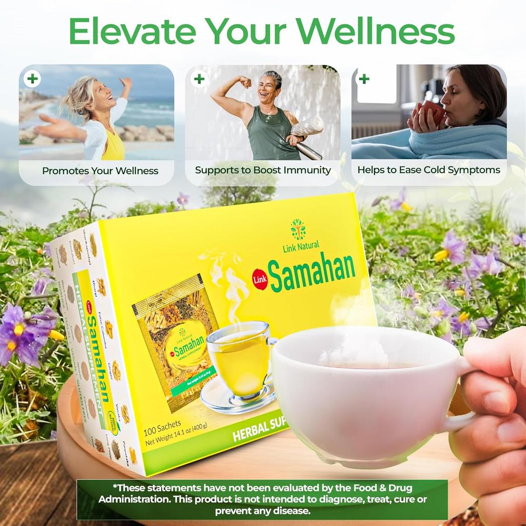Link Natural Samahan Herbal Tea Bags 100 Count 4gm Each, Immune Support Wellness, Ceylon Spice Infusion For Cold Relief