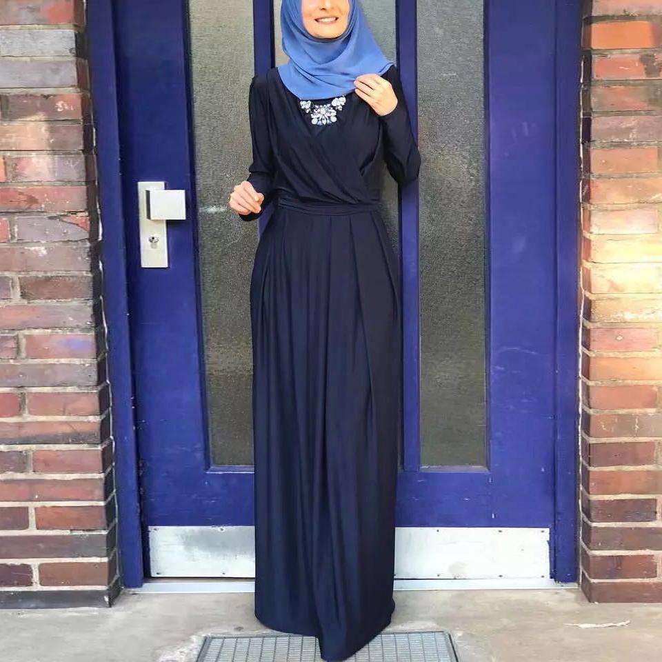 Damen Muslimisches Abaya Kleid Naher Osten Hochtailliertes Kleid Ramadan Musikkleid Elegant Club Abendkleid, Islamische Damenbekleidung