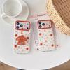 Kawaii Gingerbread Dog 3D Pop Stand Clear Phone Case For iPhone 15 16 17 Pro Max INS Cute Shockproof Protective Cover