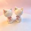 1/2Pcs Ceramic Bow Cat Figurine, Sitting Kitten Statue with Flower Decor, Mini Animal Desktop Ornament for Home Office